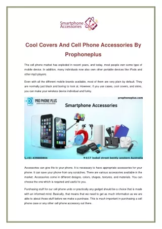 Cool Covers And Cell Phone Accessories By Prophoneplus