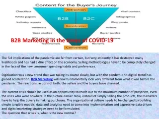 B2B Marketing in the times of COVID-19