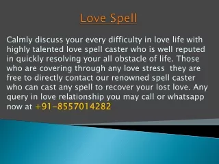 No.1 Love Spell Caster |  91-8557014282