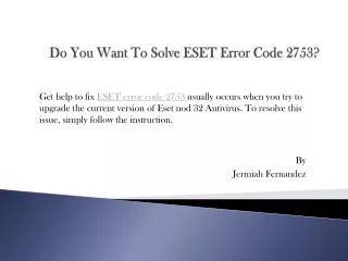 do you want to solve eset error code 2753