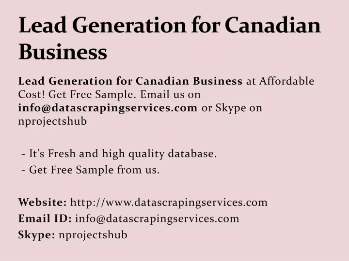 lead generation for canadian business
