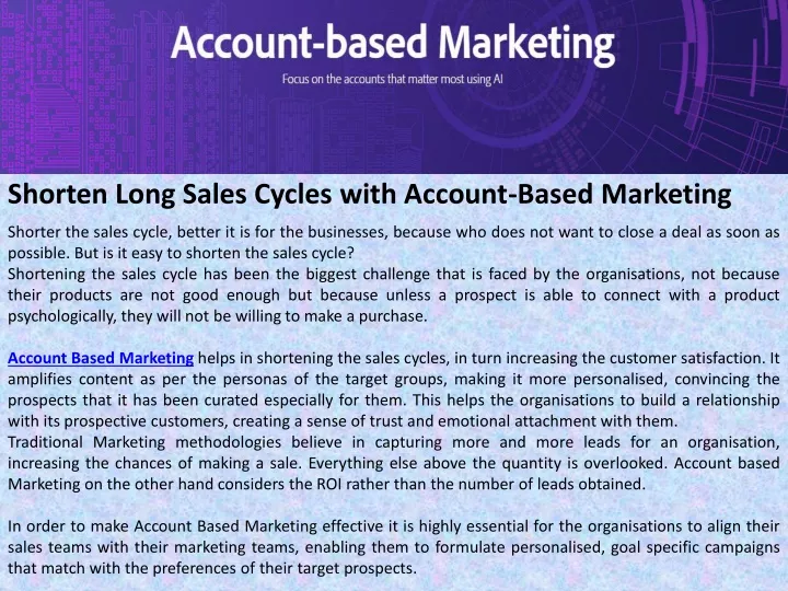 shorten long sales cycles with account based