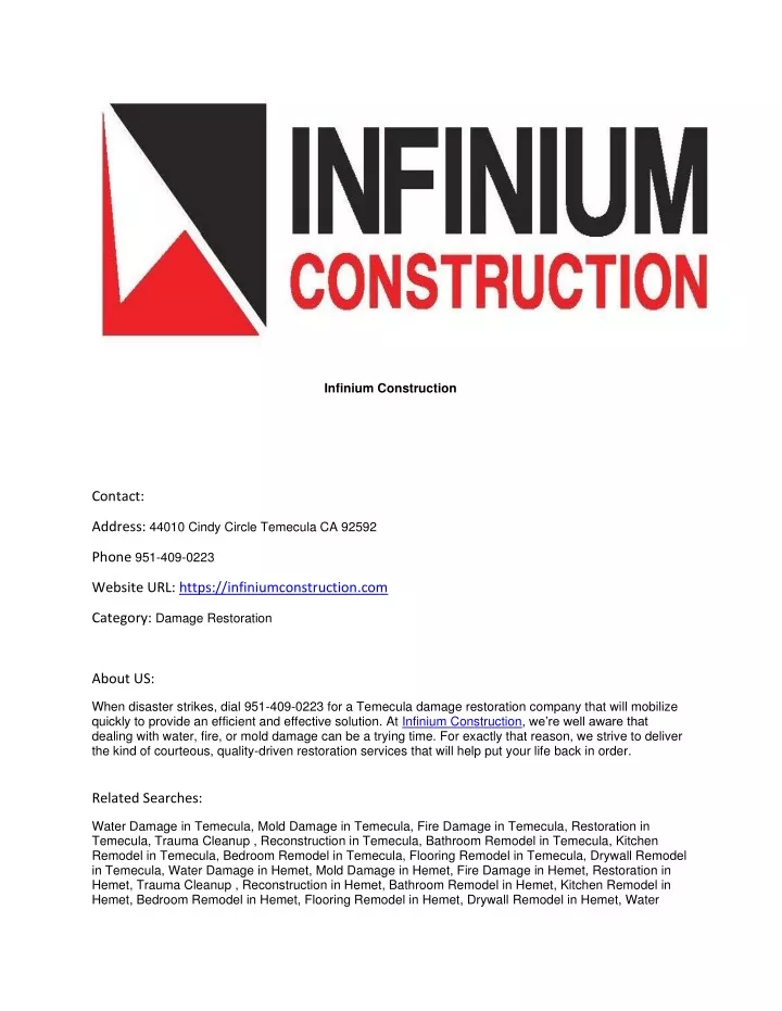 infinium construction