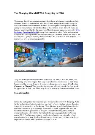the changing world of web designing in 2020