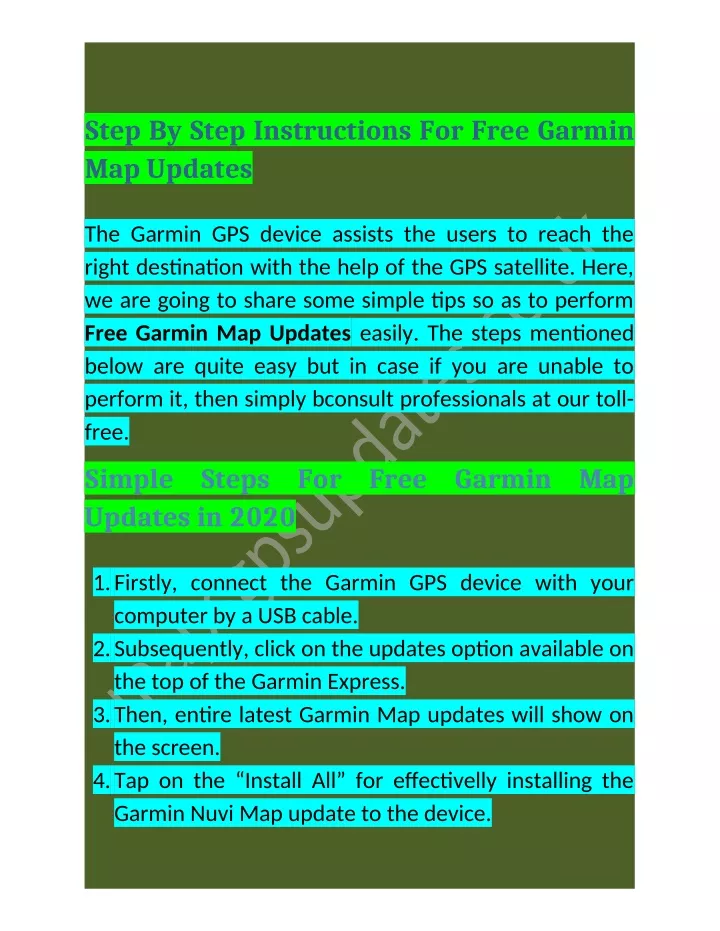 step by step instructions for free garmin