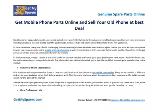 Get Mobile Phone Parts Online and Sell Your Old Phone at best Deal