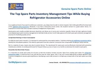 The Top Spare Parts Inventory Management Tips While Buying Refrigerator Accessories Online