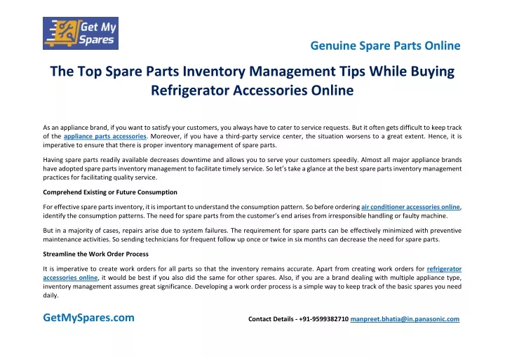 genuine spare parts online the top spare parts