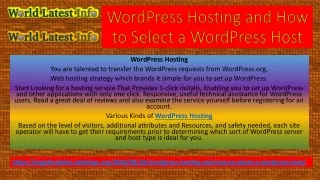 wordpress hosting and how to select a wordpress host
