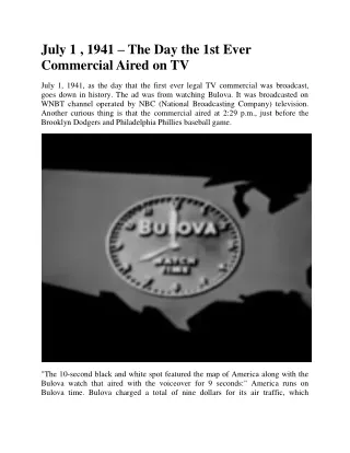 july 1 1941 the day the 1st ever commercial aired