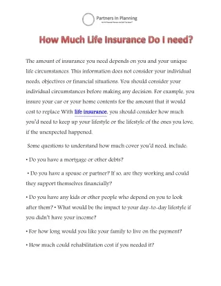 Financial Insurance advice