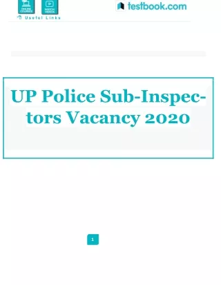 UP Police SI Vacancy 2020