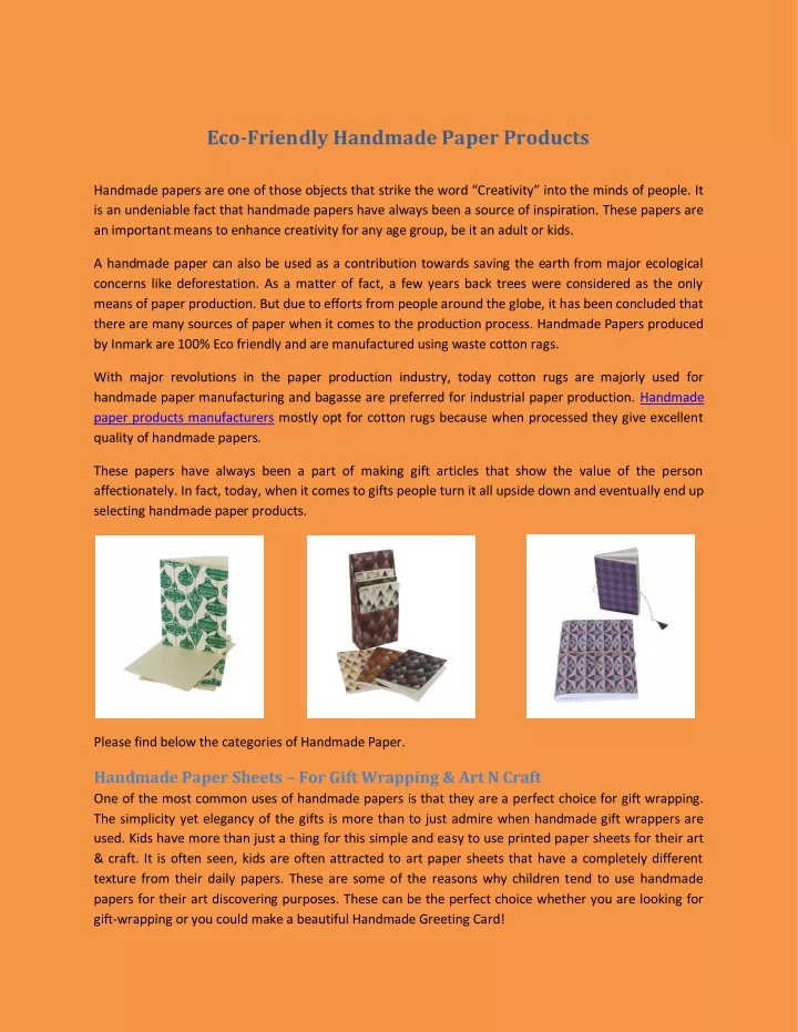 eco friendly handmade paper products handmade