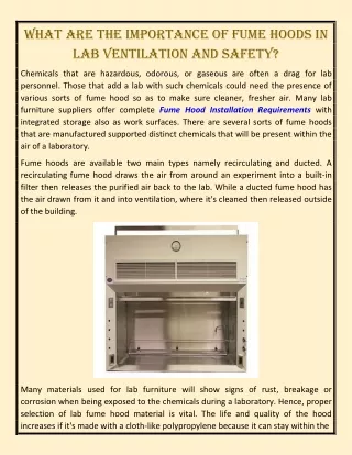 What Are The Importance Of Fume Hoods In Lab Ventilation And Safety?