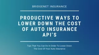 Productive Ways to Lower Down the Cost of Auto Insurance API’s