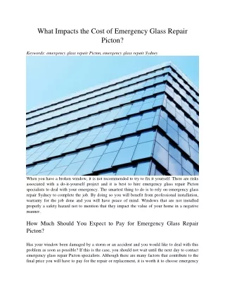 what impacts the cost of emergency glass repair