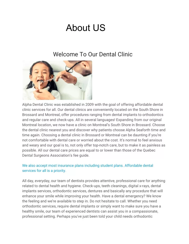 about us welcome to our dental clinic