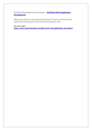 full stack web application developer full stack