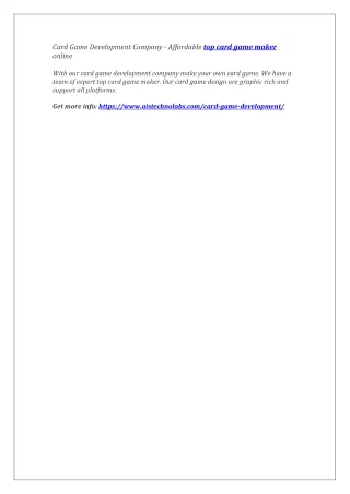 card game development company affordable top card
