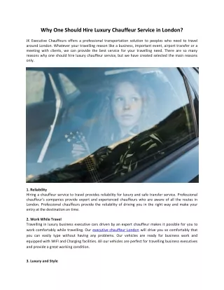 why one should hire luxury chauffeur service