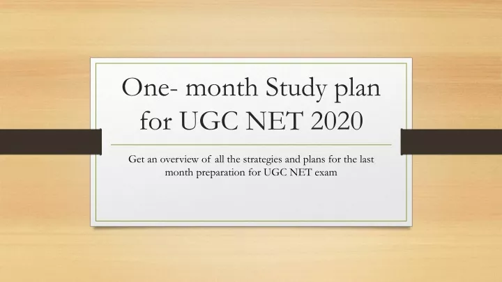 one month study plan for ugc net 2020