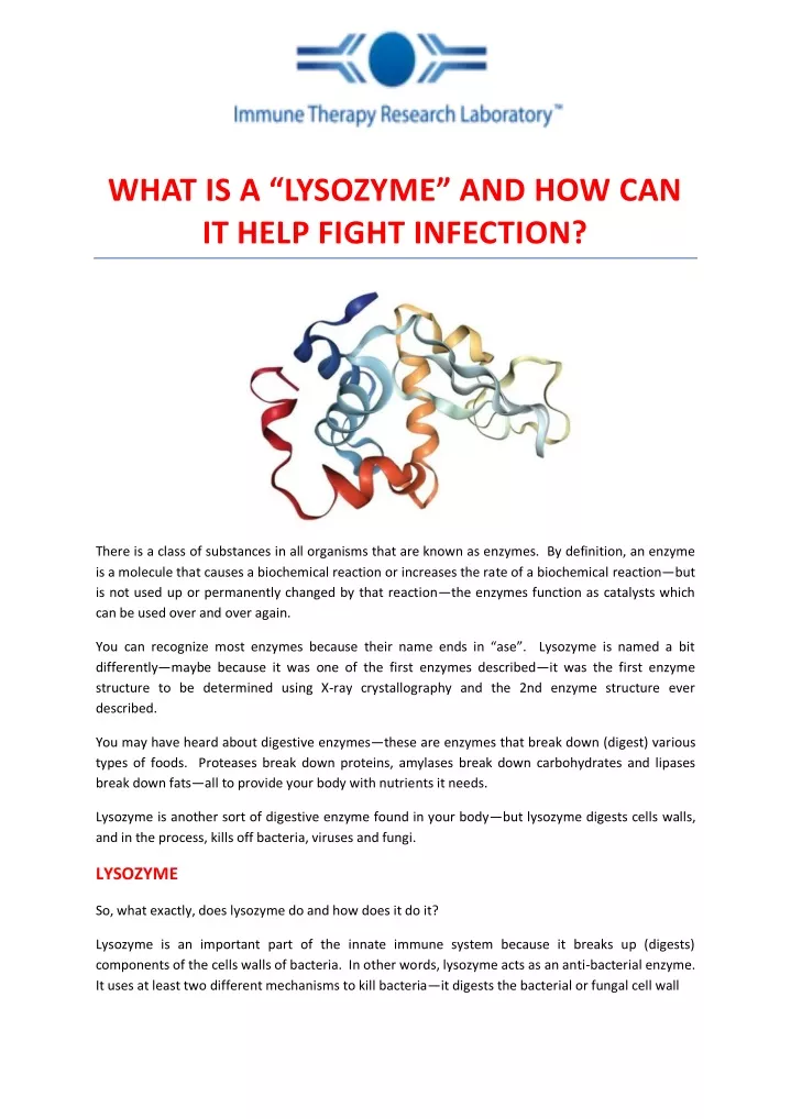 what is a lysozyme and how can it help fight