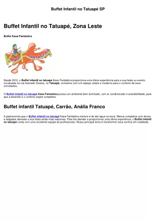 buffet infantil no tatuap sp