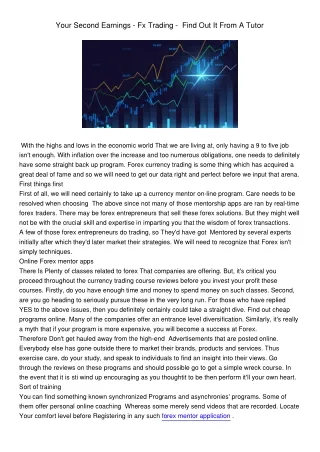 your second earnings fx trading find out it from