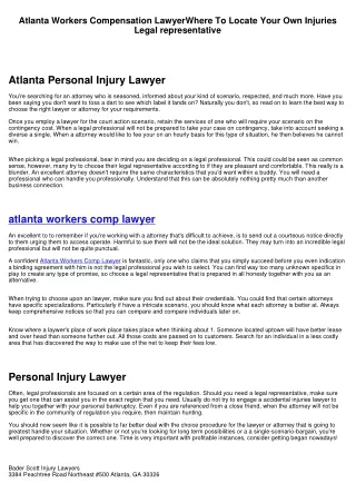 Atlanta Workers Comp LawyerWhere To Locate A Private Injury Lawyer