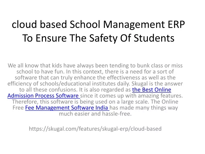cloud based school management erp to ensure the safety of students