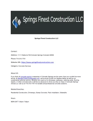 Springs Finest Construction LLC