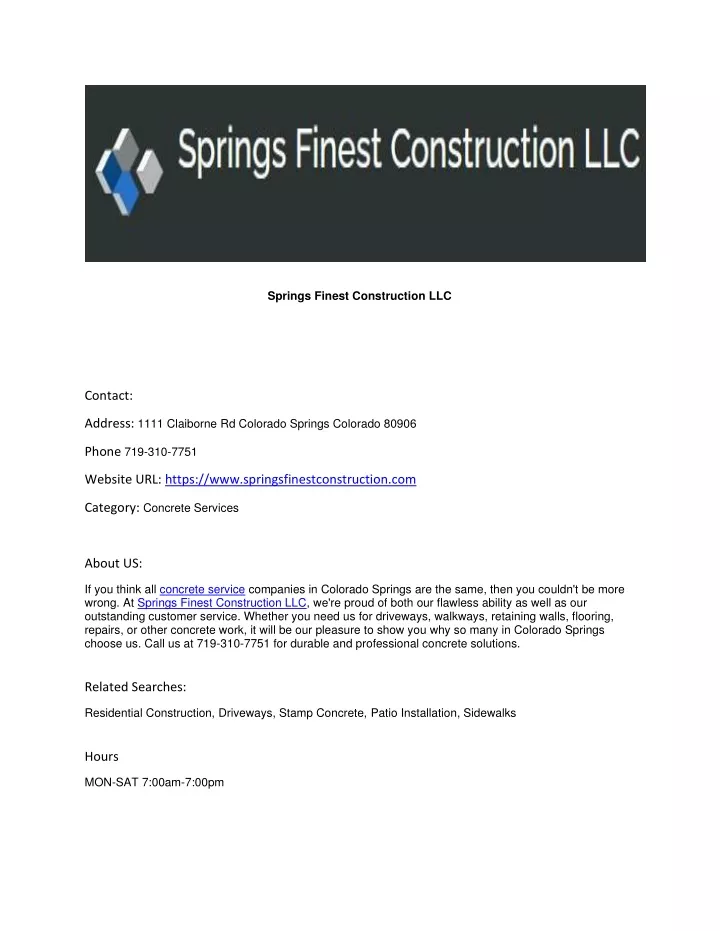 springs finest construction llc