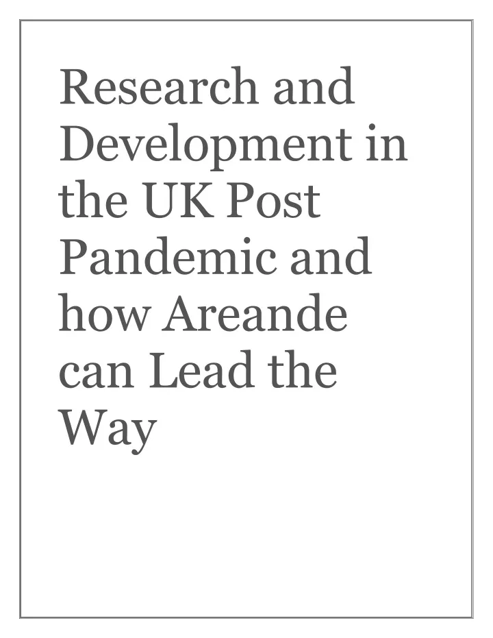 research and development in the uk post pandemic