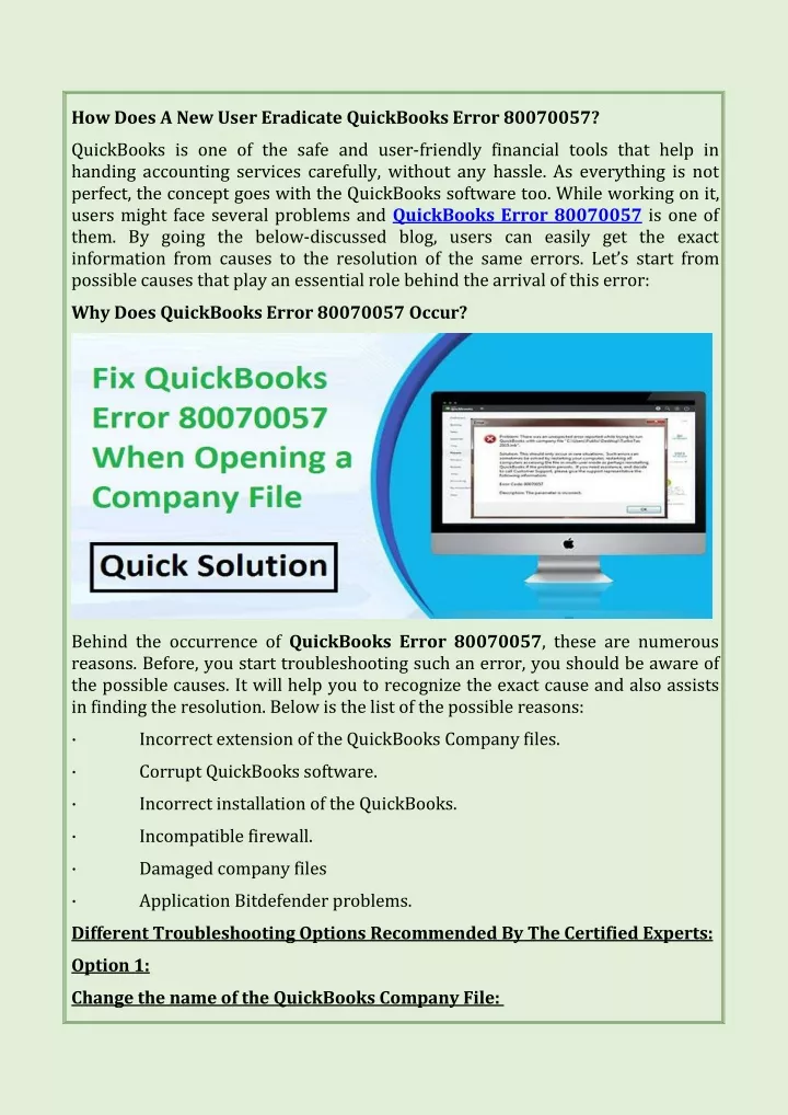 how does a new user eradicate quickbooks error