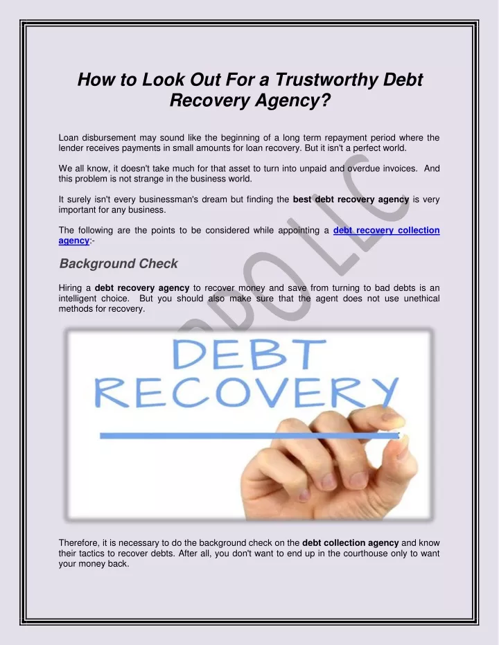how to look out for a trustworthy debt recovery
