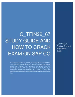 C_TFIN22_67 Study Guide and How to Crack Exam on SAP CO