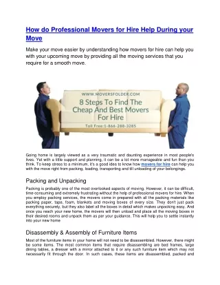 how do professional movers for hire help during