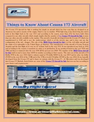 Things to Know About Cessna 172 Aircraft
