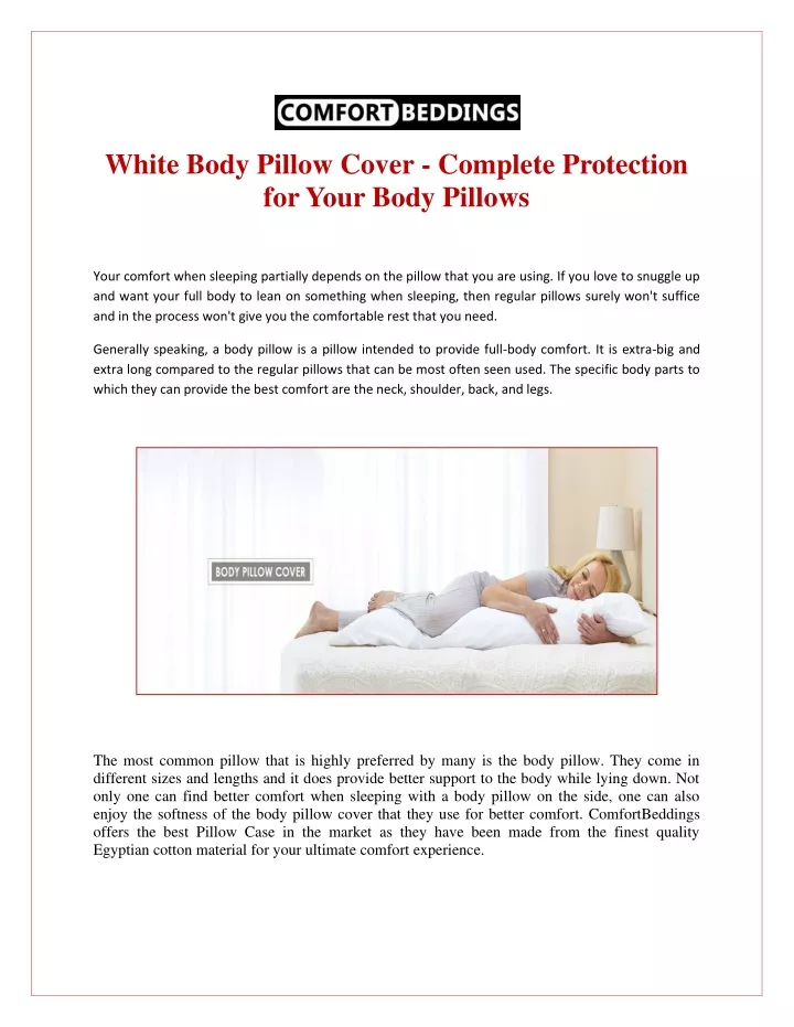 white body pillow cover complete protection
