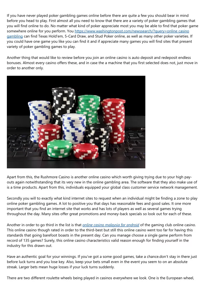 if you have never played poker gambling games