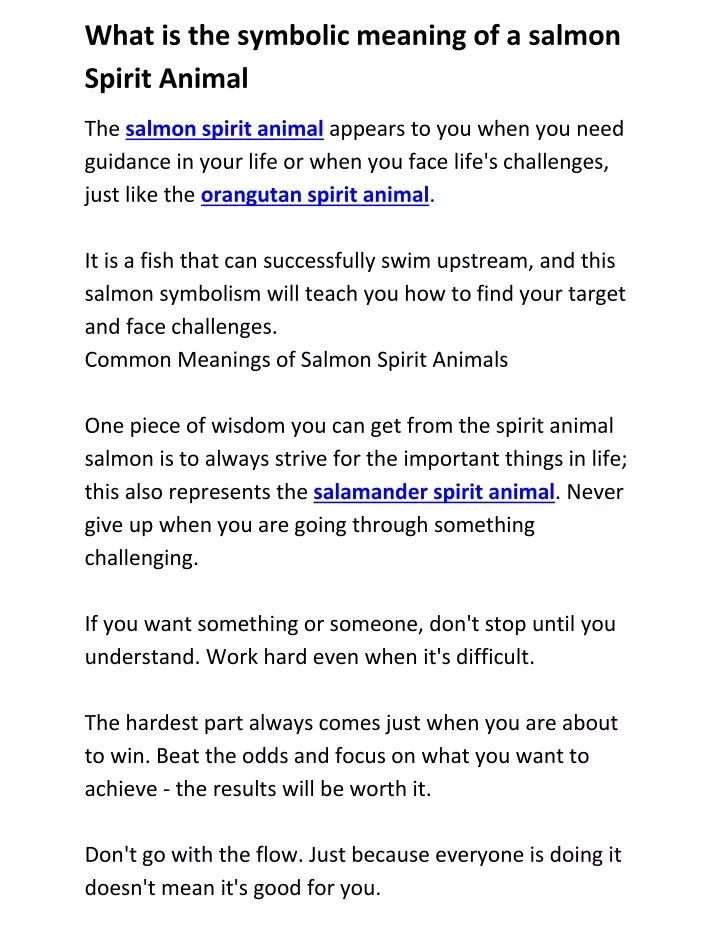 what is the symbolic meaning of a salmon spirit