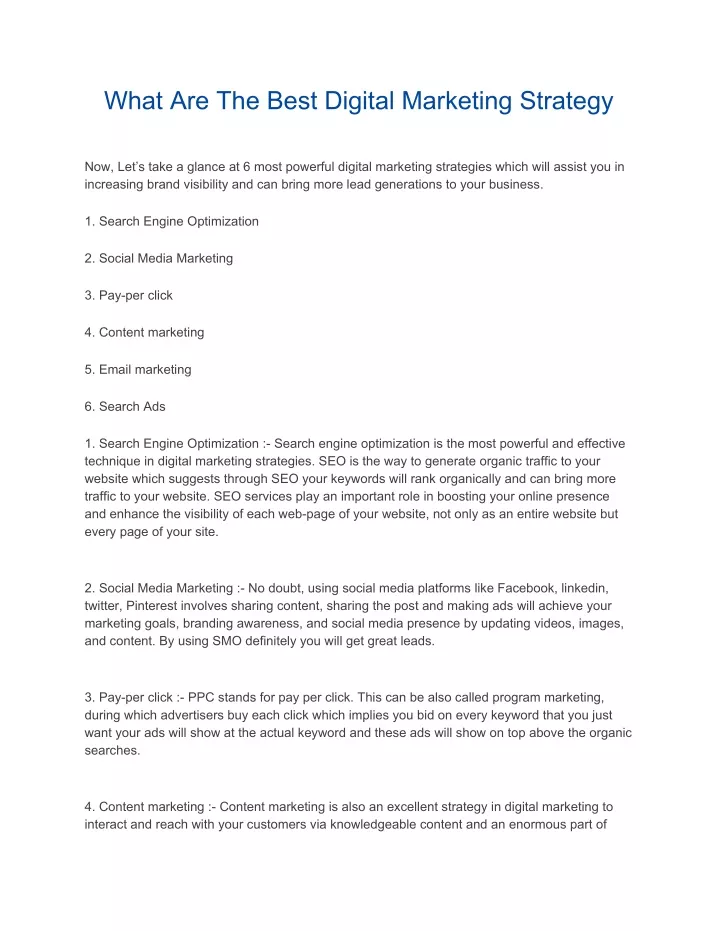 what are the best digital marketing strategy