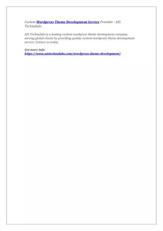 custom wordpress theme development service