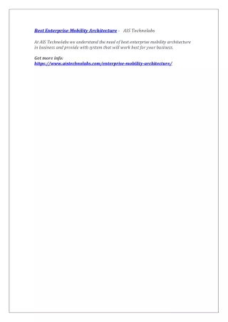best enterprise mobility architecture
