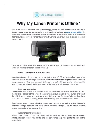 Why My Canon Printer is Offline?