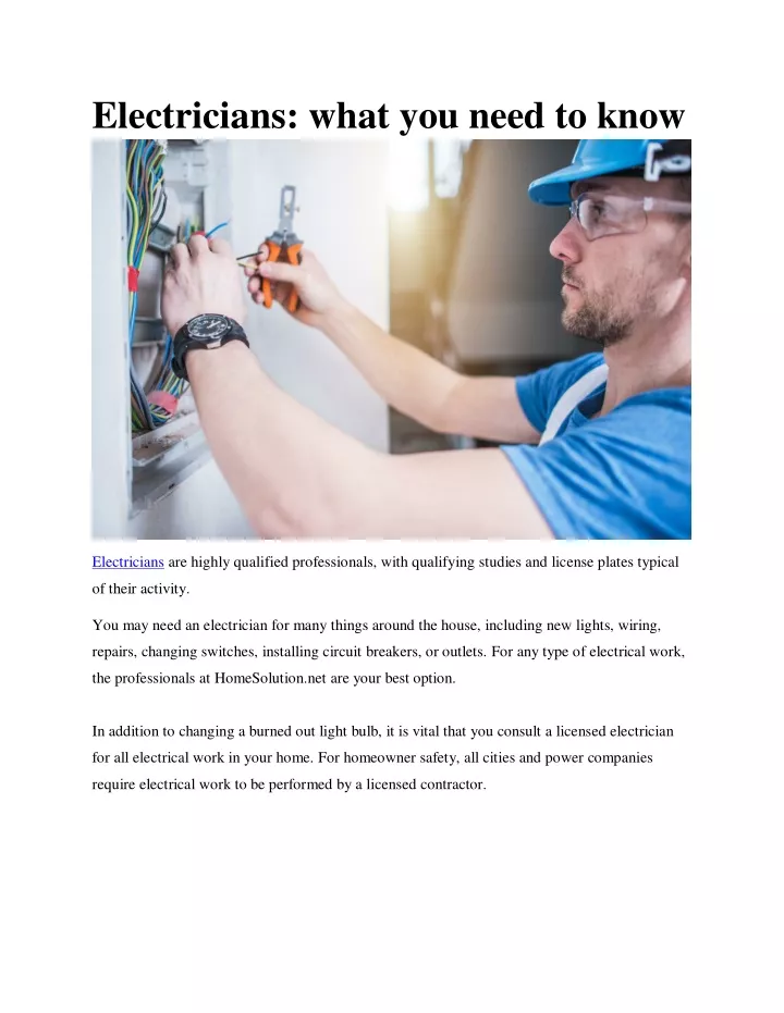 electricians what you need to know