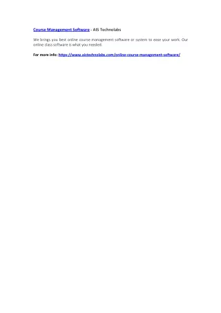 course management software ais technolabs
