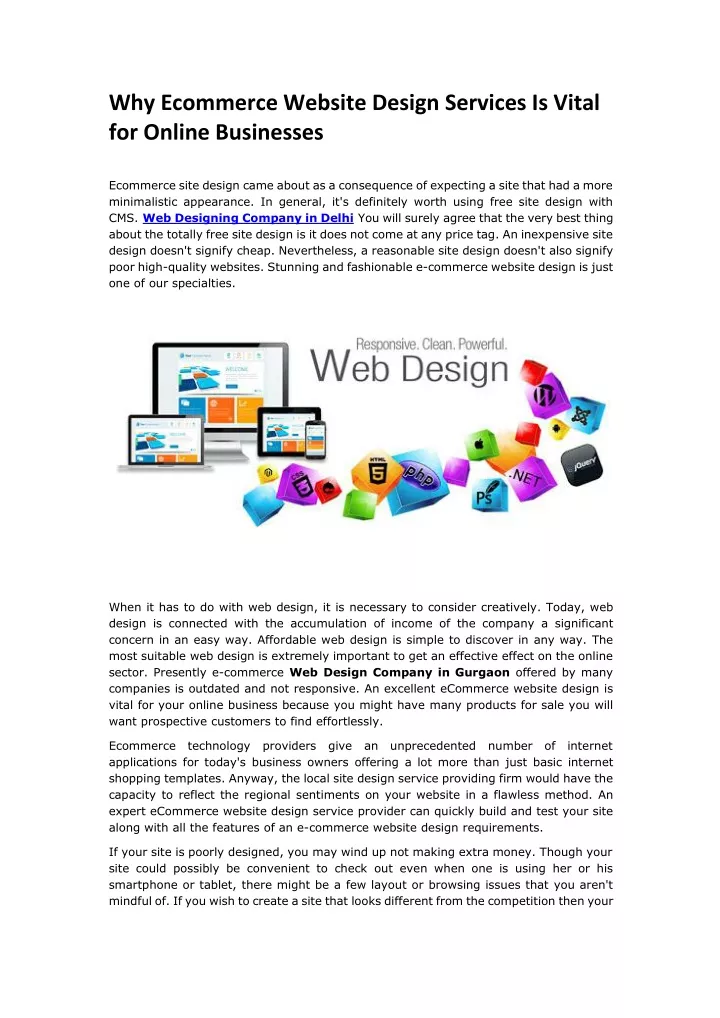 why ecommerce website design services is vital