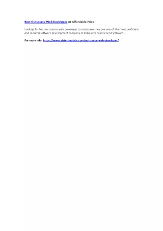 best outsource web developer at affordable price