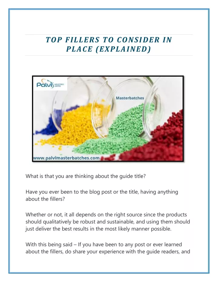 top fillers to consider in place explained